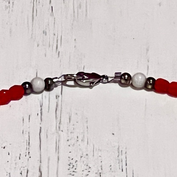 Elegant Red Handmade Beaded Ankle Bracelet. - Picture 6 of 6